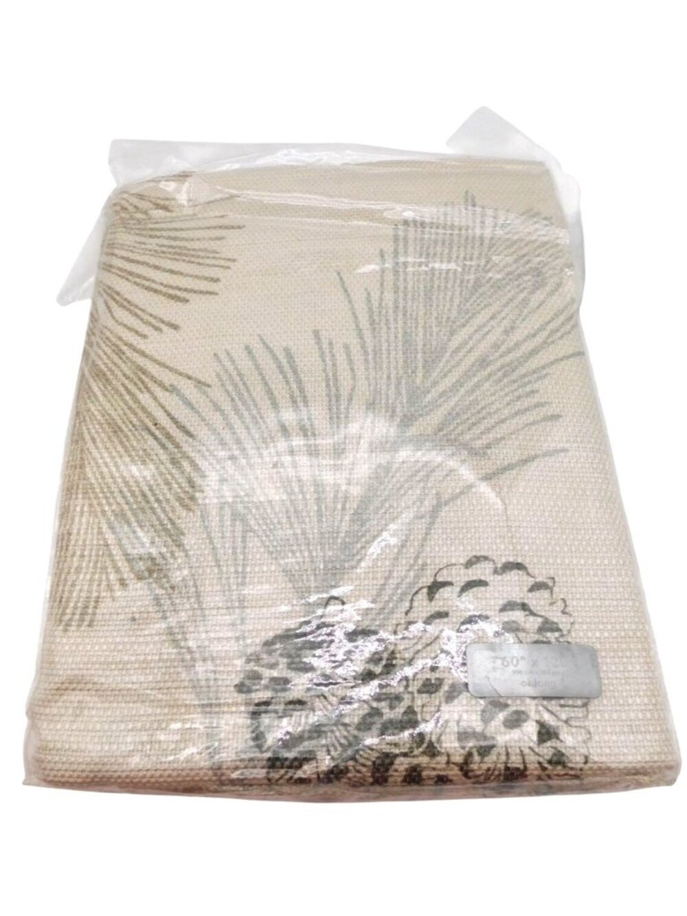 St Nicholas Square 60" X 120" Oblong Beige Tablecloth Pinecone Nature Print